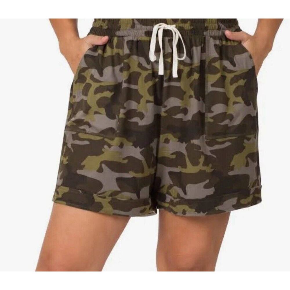 ZENANA Brushed Microfiber Camouflage Drawstring Waist Women's Shorts Size 3X